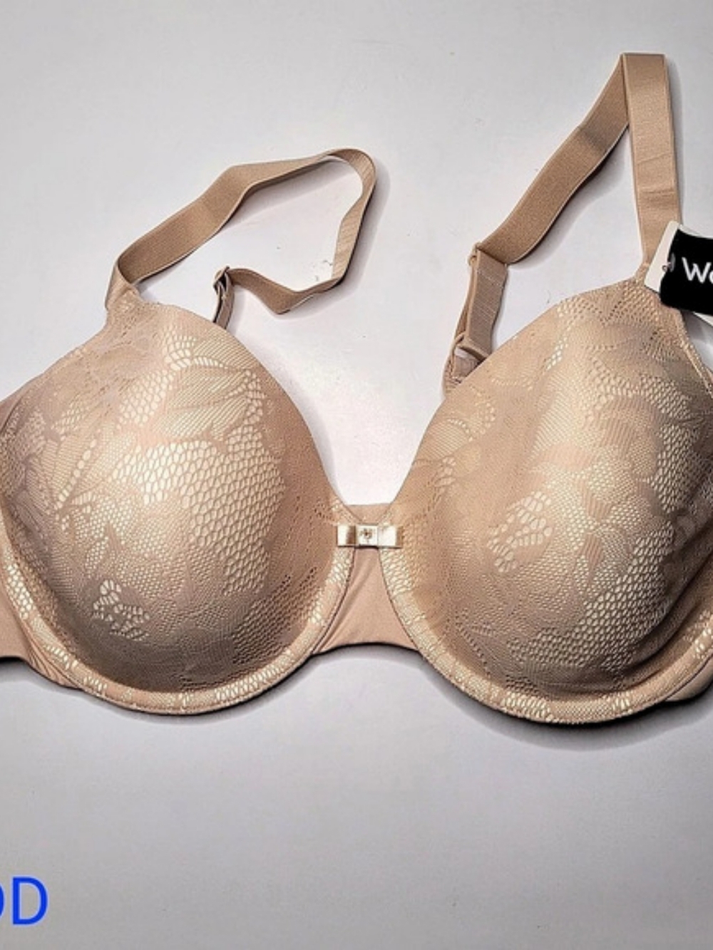 NWT WonderBra All Over Smoothing Lace  Underwire Bra Nude 38DD in Beige E1321H